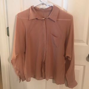 Sheer button down top